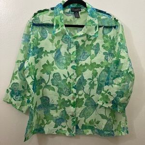 Elementz Green Blouse Sz 1X